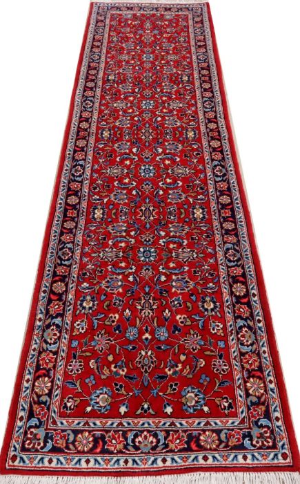 https://www.armanrugs.com/ | 2' 7" x 9' 8" Red Kashan Hand Knotted Wool Authentic Runner Persian Rug