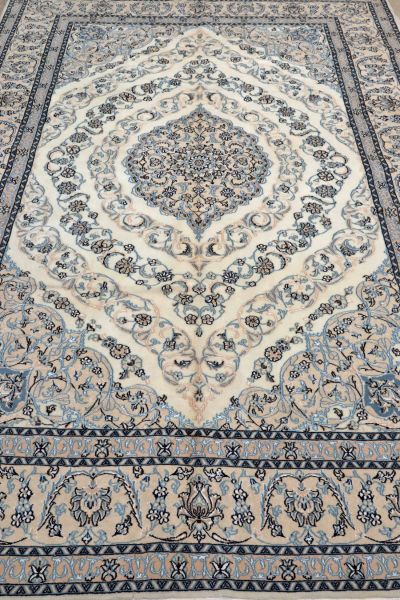 https://www.armanrugs.com/ | 6' 6" x 9' 10" Beige Nain Hand Knotted Wool & Silk Authentic Persian Rug