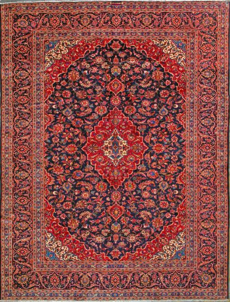 https://www.armanrugs.com/ | 9' 10" x 13' 5" Red Kashan Hand Knotted Wool Authentic Persian Rug