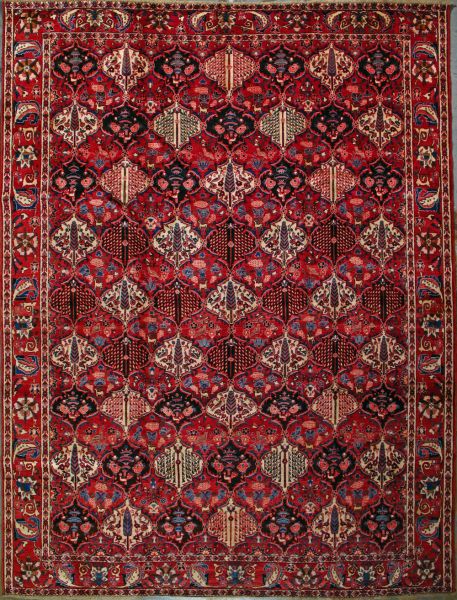 https://www.armanrugs.com/ | 10' 0" x 13' 1" Red Bakhtiari Hand Knotted Wool Antique  Persian Rug