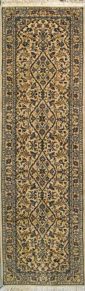 https://www.armanrugs.com/ | 2' 8" x 9' 6" Beige Kashan Hand Knotted Wool Authentic Runner Persian Rug