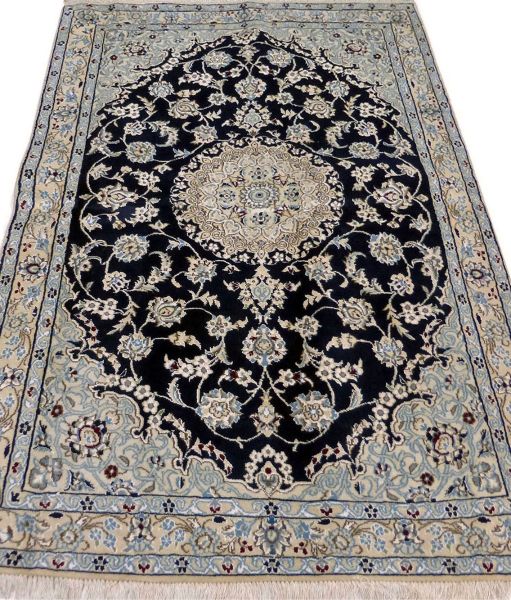 https://www.armanrugs.com/ | 3' 11" x 5' 11" NavyBlue Nain Handmade Wool Authentic Persian Rug