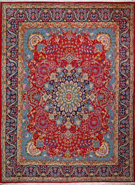 https://www.armanrugs.com/ | 9' 10" x 13' 1" Red Hand Knotted Authentic Kerman Persian Rug