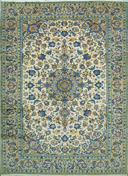 https://www.armanrugs.com/ | 9' 8" x 13' 1" Beige Esfahan Hand Knotted Wool Authentic Persian Rug