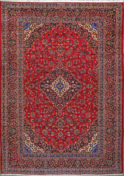 https://www.armanrugs.com/ | 9' 6" x 13' 9" Red Kashan Hand Knotted Wool Authentic Persian Rug