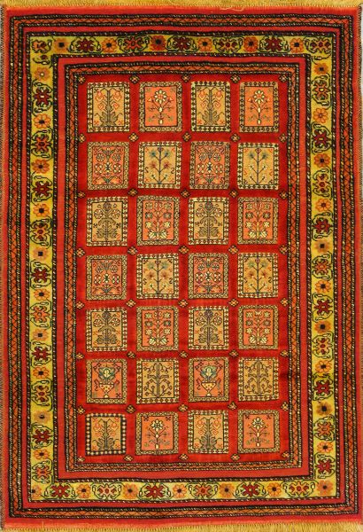 https://www.armanrugs.com/ | 3' 3" x 4' 9" Red Ghochan Hand Knotted Wool Authentic Persian Rug