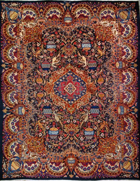 https://www.armanrugs.com/ | 9' 10" x 13' 1" Blue kashmar Hand Knotted Wool Authentic Persian Rug