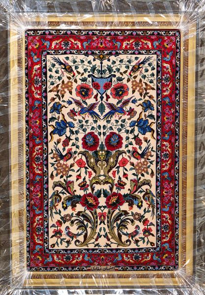https://www.armanrugs.com/ | 2' 5" x 3' 9" Beige Esfahan Hand Knotted Wool & Silk Authentic Persian Rug