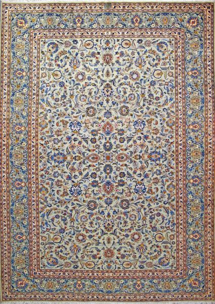 https://www.armanrugs.com/ | 9' 2" x 12' 8" Green Kashan Hand Knotted Wool Authentic Persian Rug