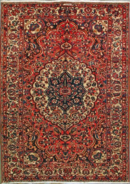 https://www.armanrugs.com/ | 7' 0" x 9' 10" Red Bakhtiari Hand Knotted Wool Authentic Persian Rug