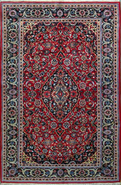https://www.armanrugs.com/ | 6' 11" x 10' 8" Red Kashan Hand Knotted Wool Authentic Persian Rug