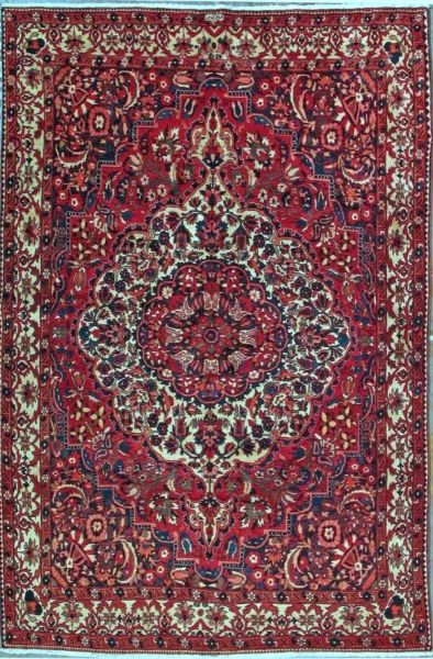 https://www.armanrugs.com/ | 7' 1" x 10' 8" Red Bakhtiari Hand Knotted Wool Authentic Persian Rug
