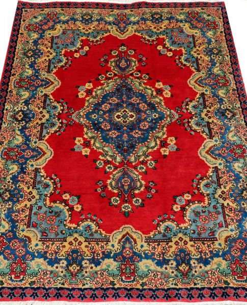 https://www.armanrugs.com/ | 4' 9" x 6' 4" Red Tabriz Handmade Wool Authentic Persian Rug
