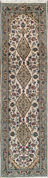https://www.armanrugs.com/ | 2' 8" x 10' 4" Ivory Kashan Hand Knotted Wool Authentic Runner Persian Rug