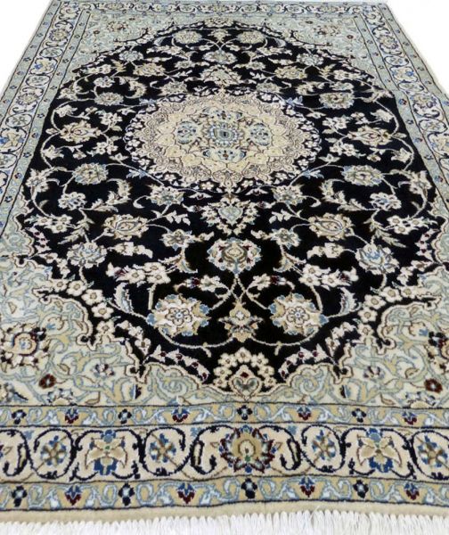 https://www.armanrugs.com/ | 3' 11" x 5' 11" NavyBlue Nain Handmade Wool Authentic Persian Rug
