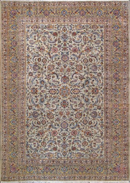 https://www.armanrugs.com/ | 9' 6" x 13' 3" Green Kashan Hand Knotted Wool Authentic Persian Rug