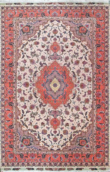 https://www.armanrugs.com/ | 6' 7" x 10' 2" Beige Tabriz Hand Knotted Wool & Silk Authentic Persian Rug