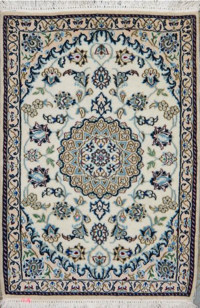 https://www.armanrugs.com/ | 2' 1" x 3' 1" Beige Nain Hand Knotted Wool & Silk Authentic Persian Rug