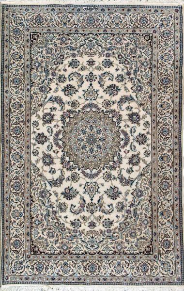 https://www.armanrugs.com/ | 5' 3" x 8' 2" Beige Nain Hand Knotted Wool & Silk Authentic Persian Rug