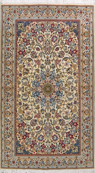 https://www.armanrugs.com/ | 4' 9" x 8' 3" Beige Nain Hand Knotted Wool Authentic Persian Rug