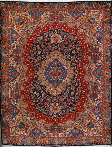 https://www.armanrugs.com/ | 9' 8" x 12' 8" Red kashmar Hand Knotted Wool Authentic Persian Rug