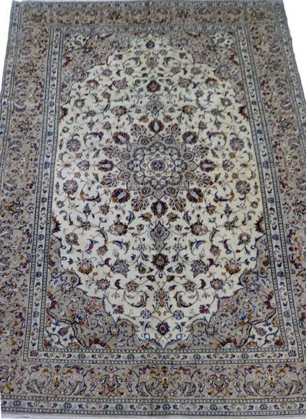 https://www.armanrugs.com/ | 6' 5" x 9' 9" Beige Kashan Handmade Wool Authentic Persian Rug
