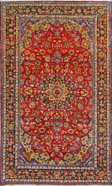 https://www.armanrugs.com/ | 6' 4" x 10' 5" Red Esfahan Hand Knotted Wool Authentic Persian Rug
