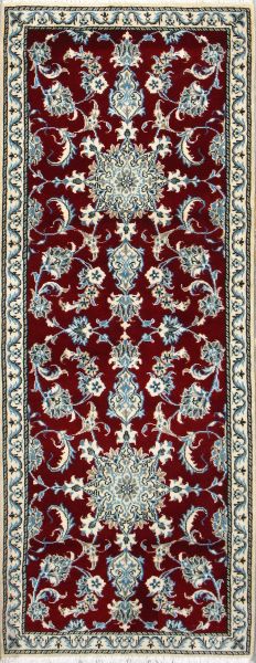https://www.armanrugs.com/ | 2' 7" x 6' 8" Red Nain Hand Knotted Wool Authentic Runner Persian Rug