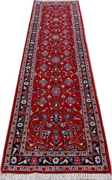 https://www.armanrugs.com/ | 2' 7" x 10' 0" Red Kashan Hand Knotted Wool Authentic Runner Persian Rug