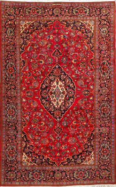 https://www.armanrugs.com/ | 6' 10" x 10' 8" Red Kashan Hand Knotted Wool Authentic Persian Rug