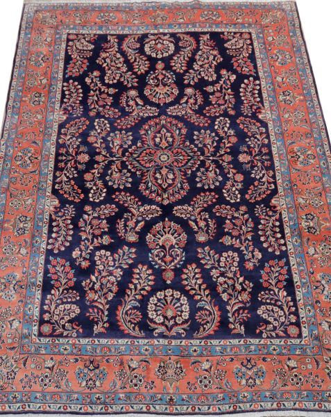 https://www.armanrugs.com/ | 8' 5" x 11' 10" NavyBlue Sarough Handmade Wool Authentic Persian Rug