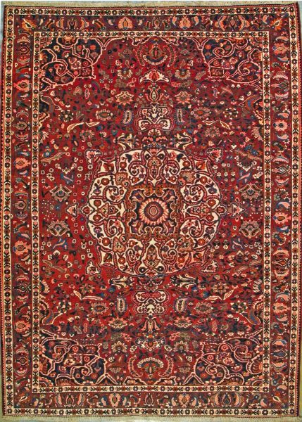 https://www.armanrugs.com/ | 8' 10" x 12' 7" Red Bakhtiari Hand Knotted Wool Authentic Persian Rug