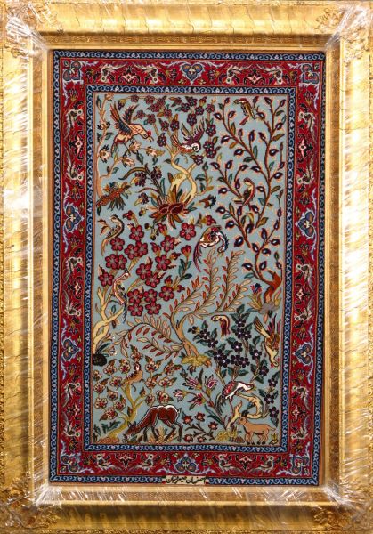 https://www.armanrugs.com/ | 2' 4" x 3' 7" Blue Esfahan Hand Knotted Wool & Silk Authentic Persian Rug