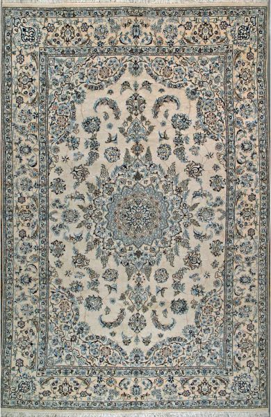 https://www.armanrugs.com/ | 6' 4" x 9' 8" Beige Nain Hand Knotted Wool & Silk Authentic Persian Rug
