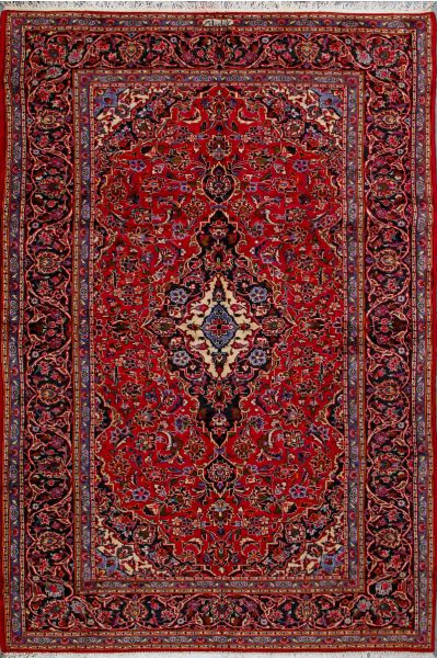 https://www.armanrugs.com/ | 6' 7" x 10' 3" Red Kashan Hand Knotted Wool Authentic Persian Rug