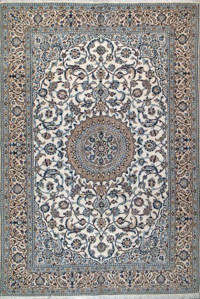 https://www.armanrugs.com/ | 6' 7" x 9' 10" Ivory Nain Hand Knotted Wool & Silk Authentic Persian Rug