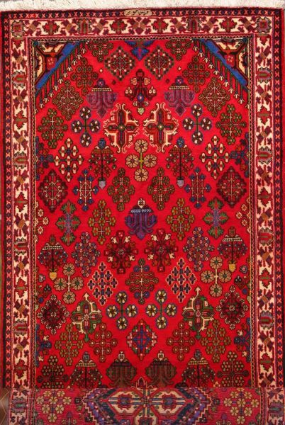 https://www.armanrugs.com/ | 3' 11" x 12' 11" Red Maymeh Hand Knotted Wool Authentic Runner Persian Rug