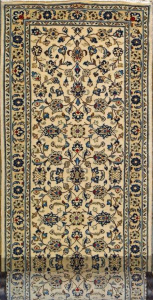 https://www.armanrugs.com/ | 2' 9" x 10' 0" Beige Kashan Hand Knotted Wool Authentic Runner Persian Rug