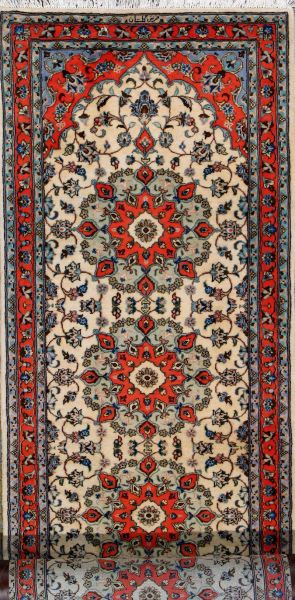 https://www.armanrugs.com/ | 3' 3" x 13' 1" Beige Tabriz Hand Knotted Wool Authentic Runner Persian Rug