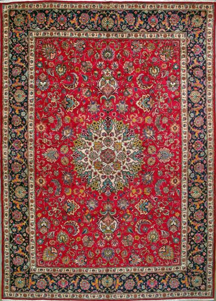 https://www.armanrugs.com/ | 9' 6" x 13' 3" Red Tabriz Hand Knotted Wool Authentic Persian Rug