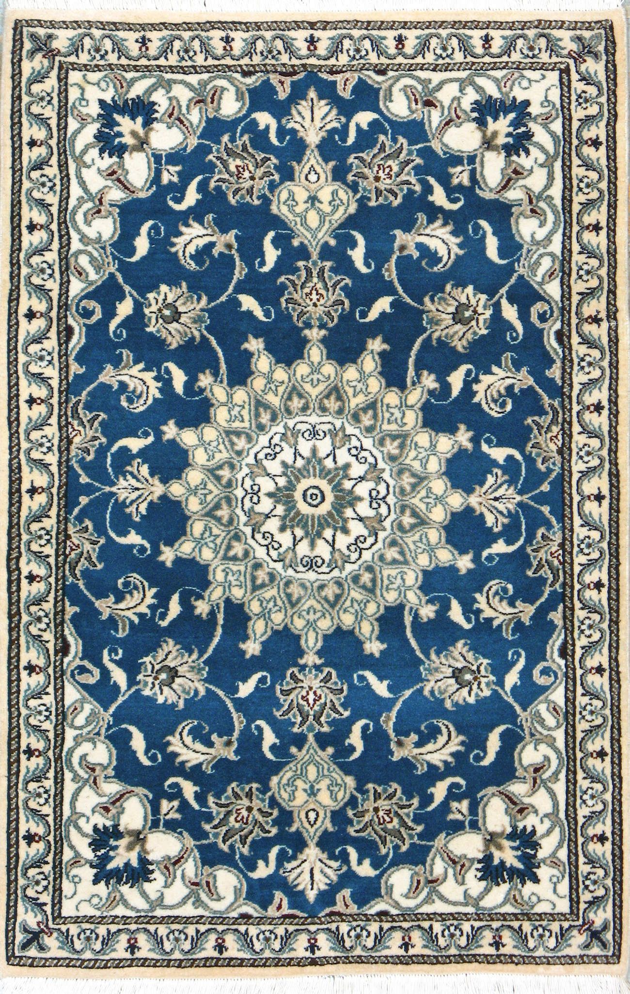 3x4 Blue Hand Knotted Persian Rug Nain Wool Armanrugs Com