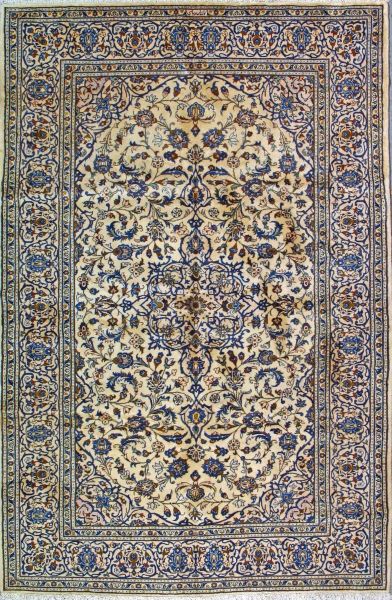 https://www.armanrugs.com/ | 6' 10" x 10' 4" Beige Kashan Hand Knotted Wool Authentic Persian Rug