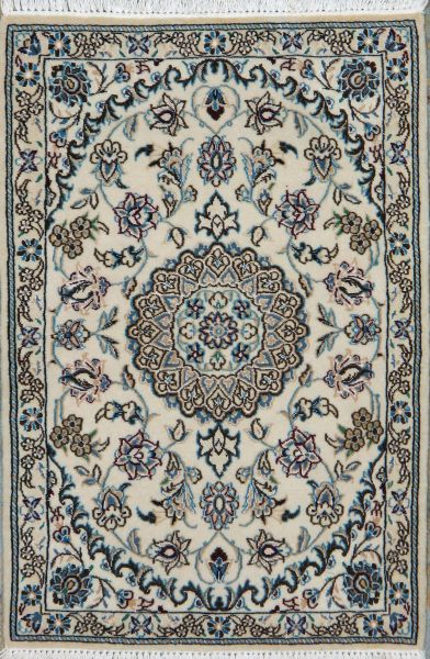 https://www.armanrugs.com/ | 2' 1" x 3' 1" Beige Nain Hand Knotted Wool & Silk Authentic Persian Rug