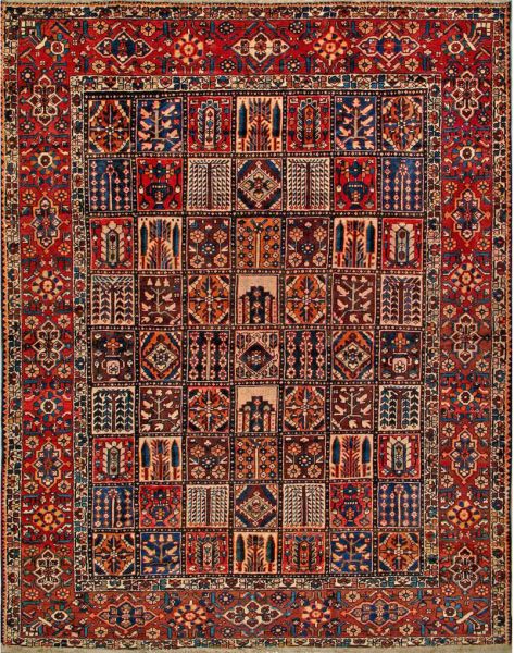 https://www.armanrugs.com/ | 6' 11" x 9' 6" Red Bakhtiari Hand Knotted Wool Authentic Persian Rug