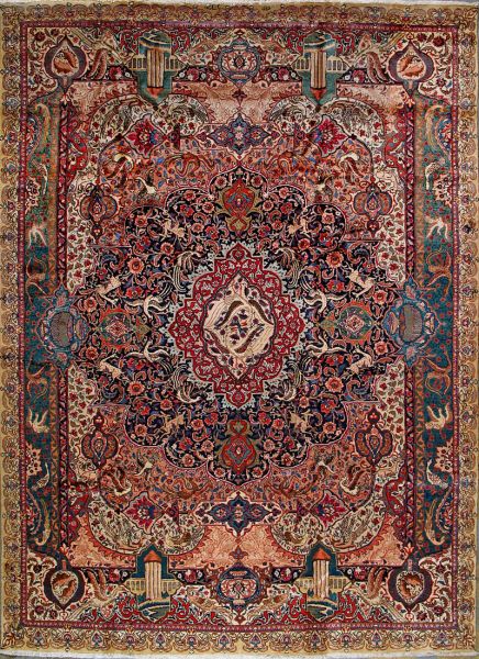 https://www.armanrugs.com/ | 8' 0" x 11' 3" Blue kashmar Hand Knotted Wool Authentic Persian Rug
