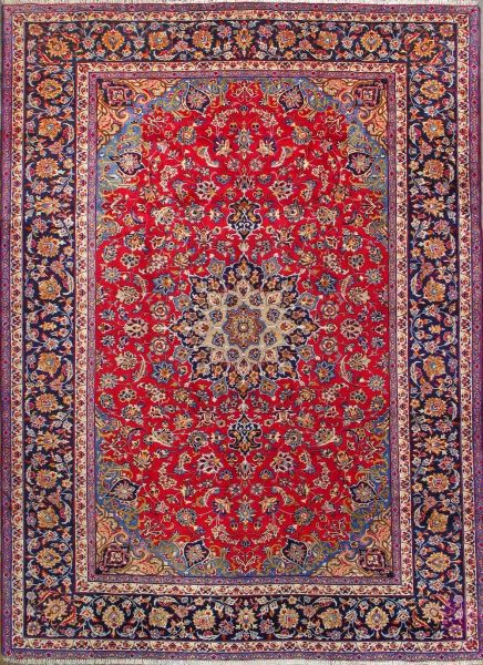 https://www.armanrugs.com/ | 9' 10" x 13' 5" Red Esfahan Hand Knotted Wool Authentic Persian Rug