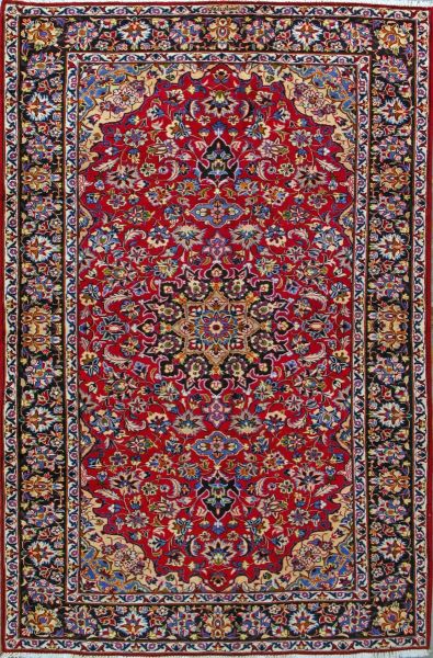 https://www.armanrugs.com/ | 6' 6" x 10' 3" Red Esfahan Hand Knotted Wool Authentic Persian Rug