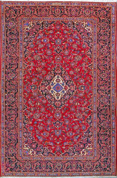 https://www.armanrugs.com/ | 8' 3" x 12' 7" Red Kashan Hand Knotted Wool Authentic Persian Rug