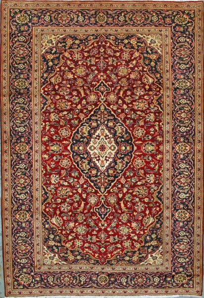 https://www.armanrugs.com/ | 6' 10" x 10' 2" Red Esfahan Hand Knotted Wool Authentic Persian Rug