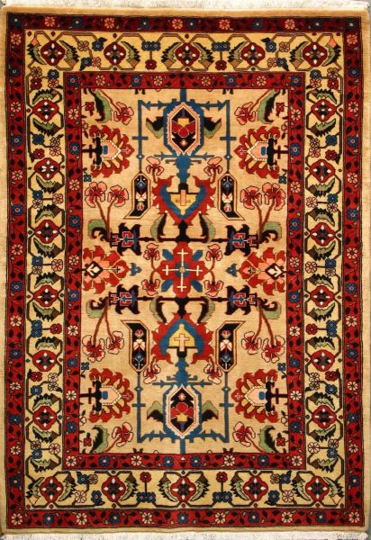 https://www.armanrugs.com/ | 4' 7" x 6' 7" Beige Bakhtiari Hand Knotted Wool Authentic Persian Rug